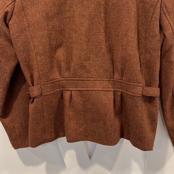 International Scene Vintage Brown Wool Herringbone Zip Up Jacket Size 6 - Picture 8 of 9